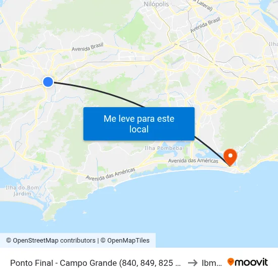Ponto Final - Campo Grande (840, 849, 825 E 868) to Ibmec map