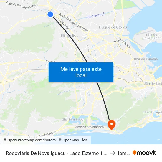 Rodoviária De Nova Iguaçu - Lado Externo 1 (Evanil) to Ibmec map