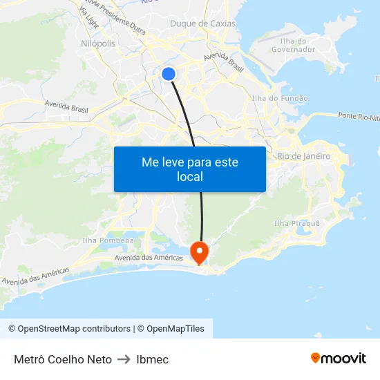 Metrô Coelho Neto to Ibmec map