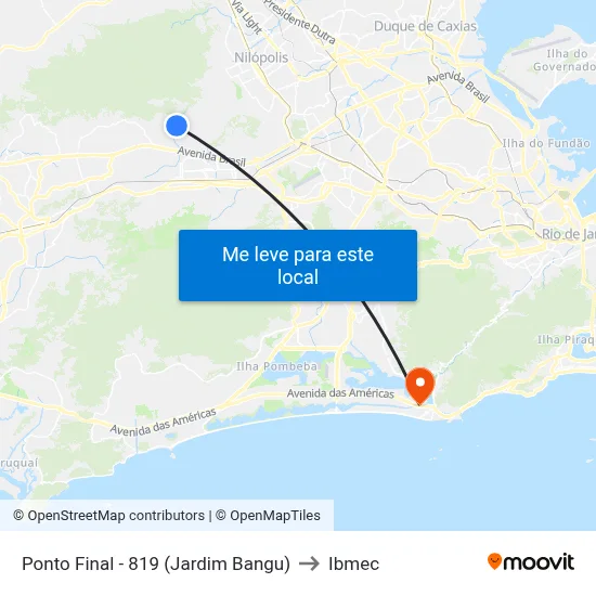 Ponto Final - 819 (Jardim Bangu) to Ibmec map