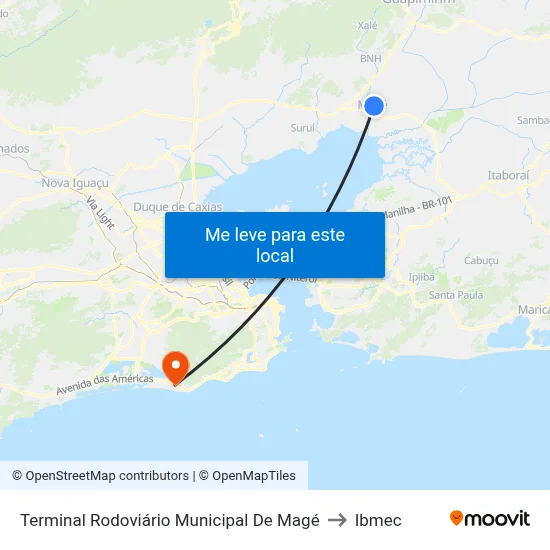 Terminal Rodoviário Municipal De Magé to Ibmec map