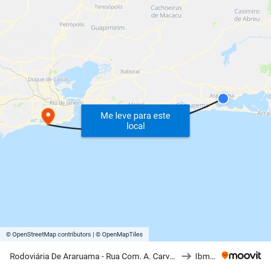 Rodoviária De Araruama - Rua Com. A. Carvalho to Ibmec map