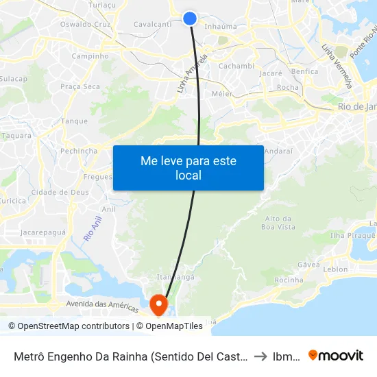 Metrô Engenho Da Rainha (Sentido Del Castilho) to Ibmec map