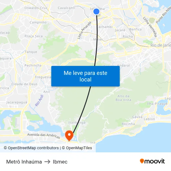 Metrô Inhaúma to Ibmec map
