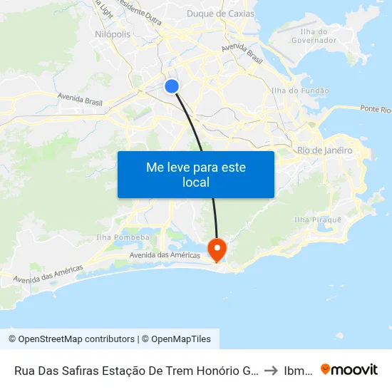 Rua Das Safiras Estação De Trem Honório Gurgel to Ibmec map