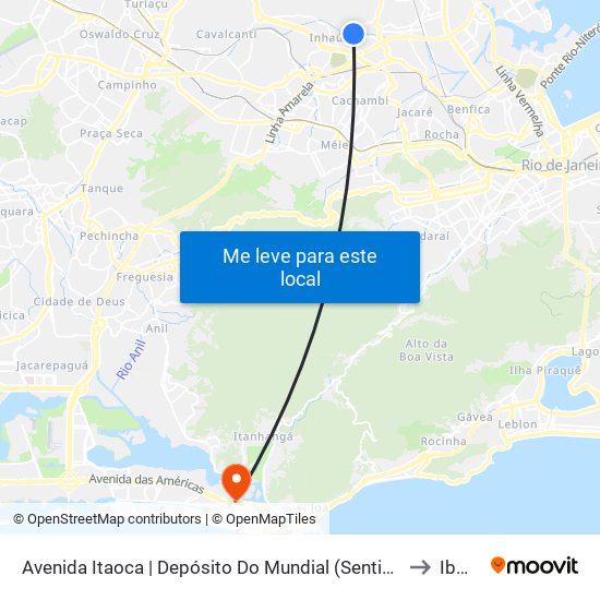 Avenida Itaoca | Depósito Do Mundial (Sentido Inhaúma) to Ibmec map