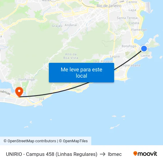 UNIRIO - Campus 458 (Linhas Regulares) to Ibmec map
