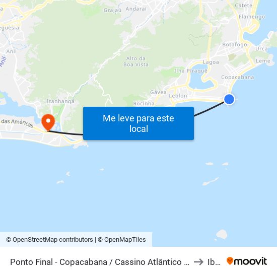 Ponto Final - Copacabana / Cassino Atlântico (Linhas 445, 456, 457 E 474) to Ibmec map