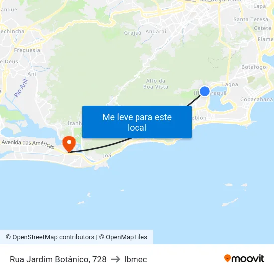 Rua Jardim Botânico, 728 to Ibmec map