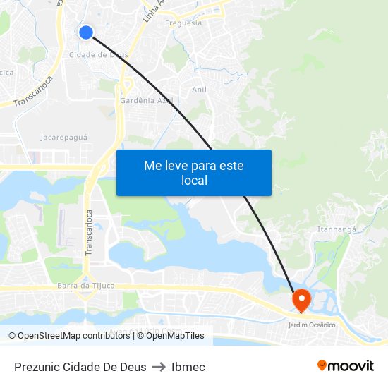 Prezunic Cidade De Deus to Ibmec map