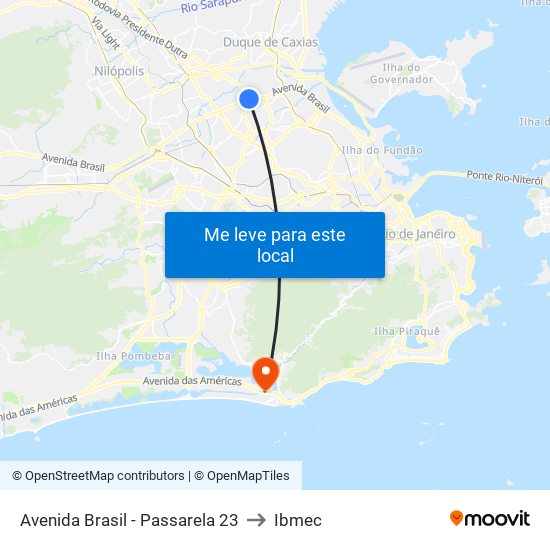 Avenida Brasil - Passarela 23 to Ibmec map