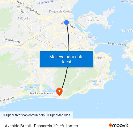 Avenida Brasil - Passarela 19 to Ibmec map