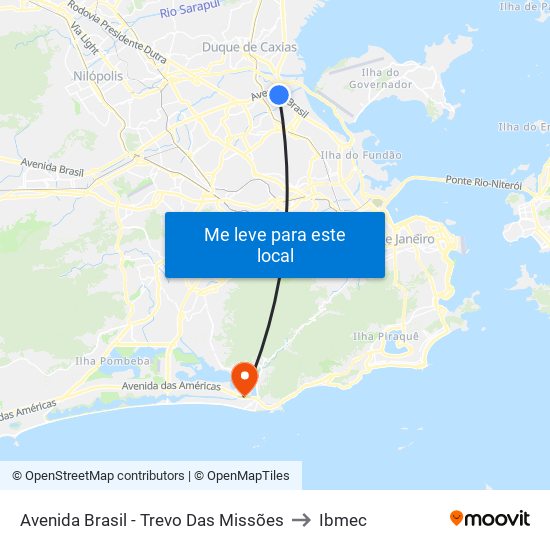 Avenida Brasil - Trevo Das Missões to Ibmec map