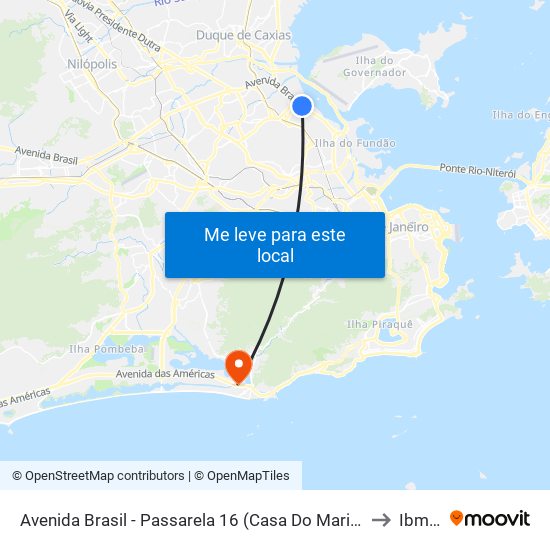 Avenida Brasil - Passarela 16 (Casa Do Marinheiro) to Ibmec map