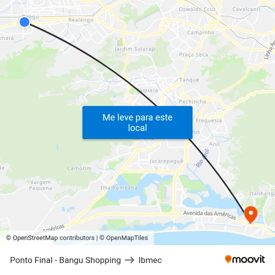 Ponto Final - Bangu Shopping to Ibmec map