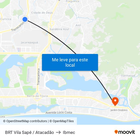 BRT Vila Sapê / Atacadão to Ibmec map