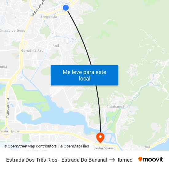 Estrada Dos Três Rios - Estrada Do Bananal to Ibmec map