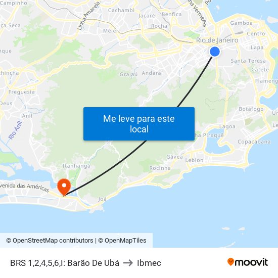 BRS 1,2,4,5,6,I: Barão De Ubá to Ibmec map