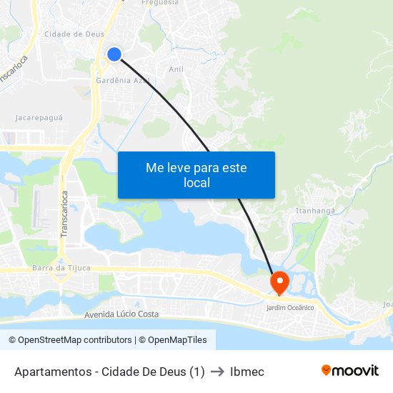 Apartamentos - Cidade De Deus (1) to Ibmec map