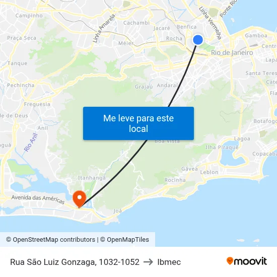 Rua São Luiz Gonzaga, 1032-1052 to Ibmec map