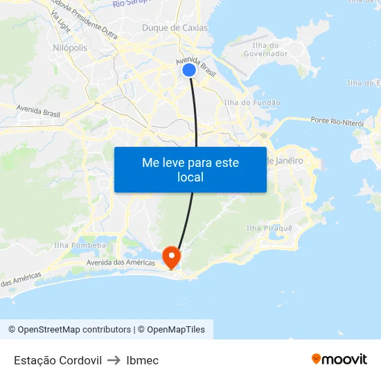 Estação Cordovil to Ibmec map