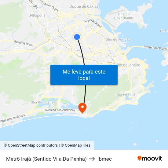 Metrô Irajá (Sentido Vila Da Penha) to Ibmec map