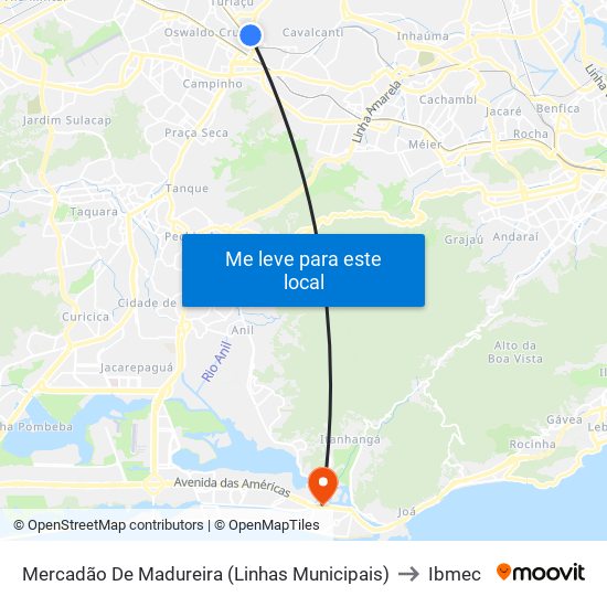 Mercadão De Madureira (Linhas Municipais) to Ibmec map