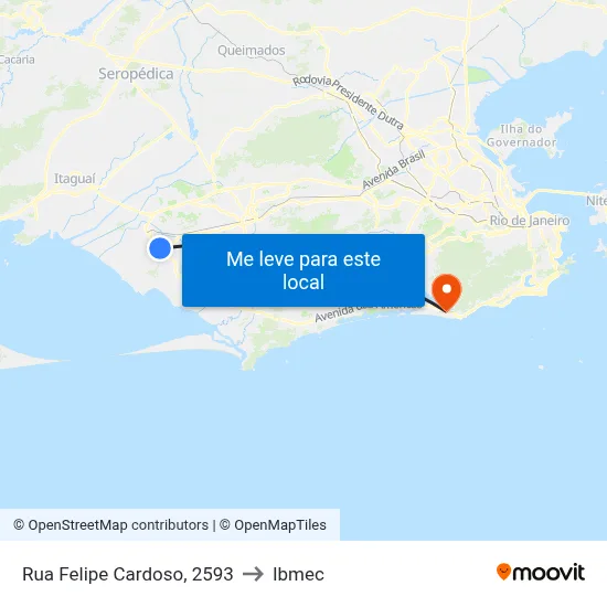 Rua Felipe Cardoso, 2593 to Ibmec map