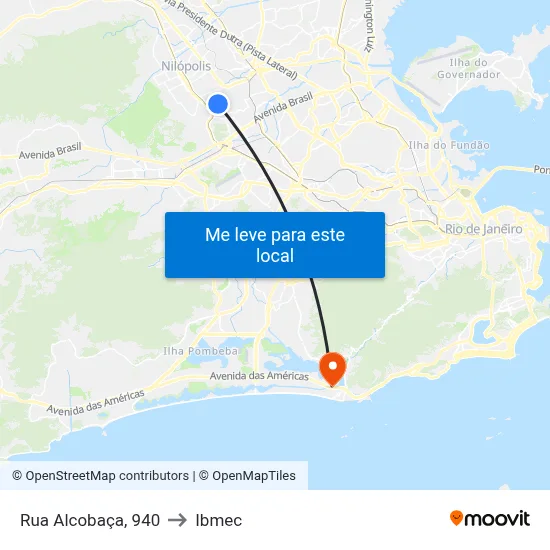 Rua Alcobaça, 940 to Ibmec map