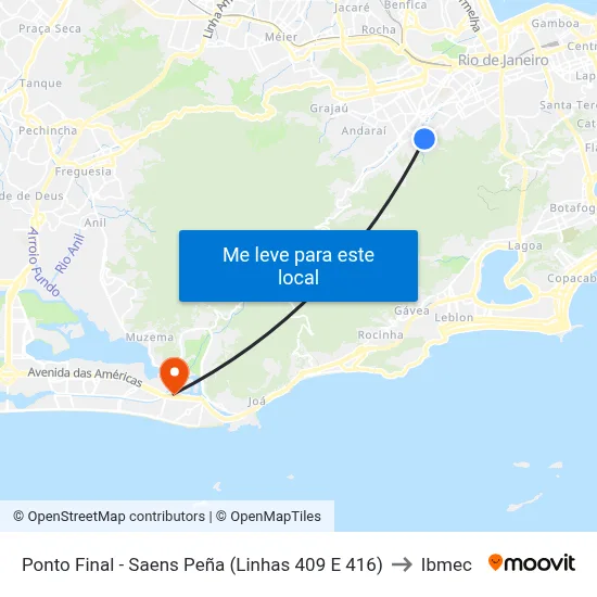 Ponto Final - Saens Peña (Linhas 409 E 416) to Ibmec map