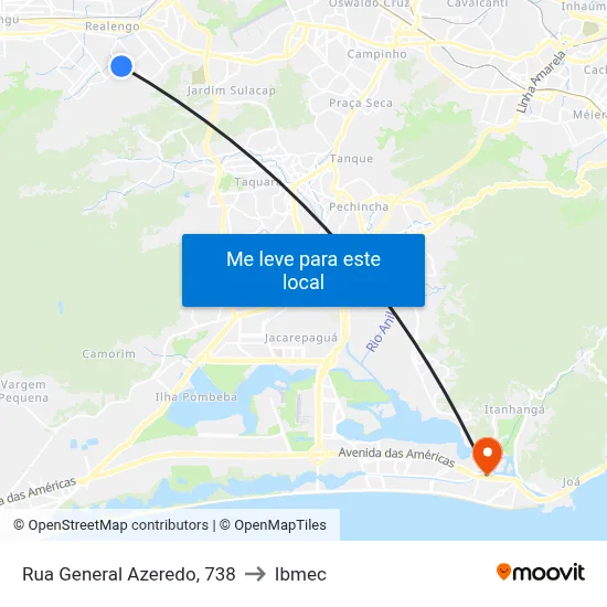 Rua General Azeredo, 738 to Ibmec map