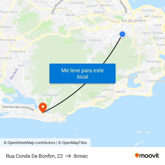 Rua Conde De Bonfim, 22 to Ibmec map