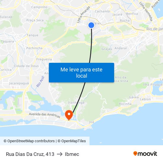 Rua Dias Da Cruz, 413 to Ibmec map