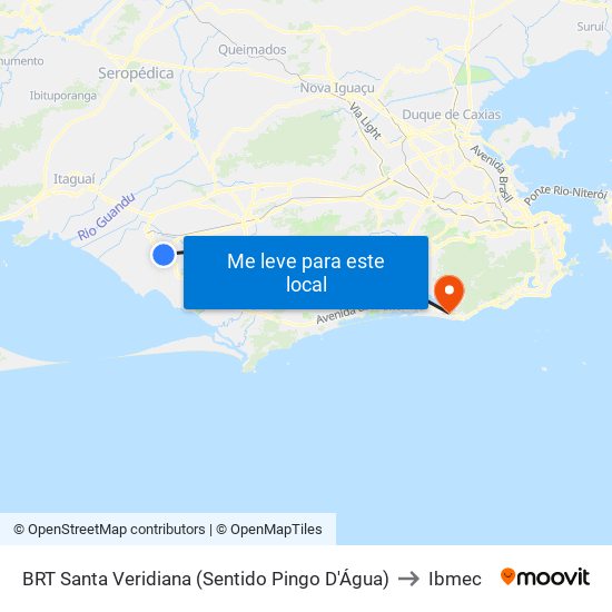 BRT Santa Veridiana (Sentido Pingo D'Água) to Ibmec map