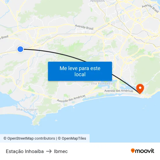 Estação Inhoaíba to Ibmec map