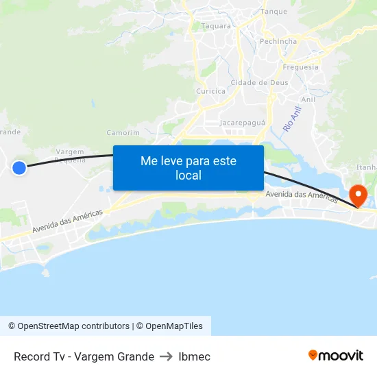 Record Tv - Vargem Grande to Ibmec map
