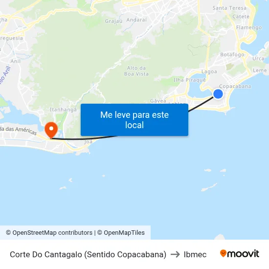 Corte Do Cantagalo (Sentido Copacabana) to Ibmec map