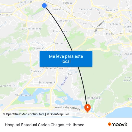 Hospital Estadual Carlos Chagas to Ibmec map