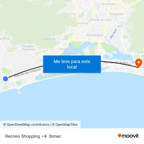 Recreio Shopping to Ibmec map