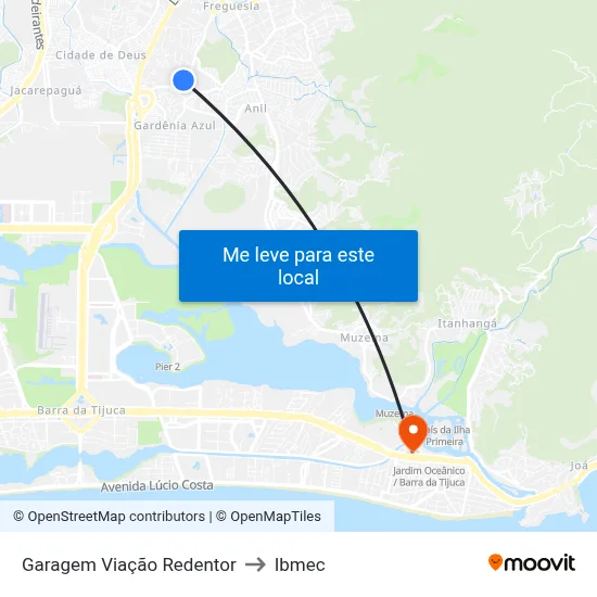 Garagem Viação Redentor to Ibmec map