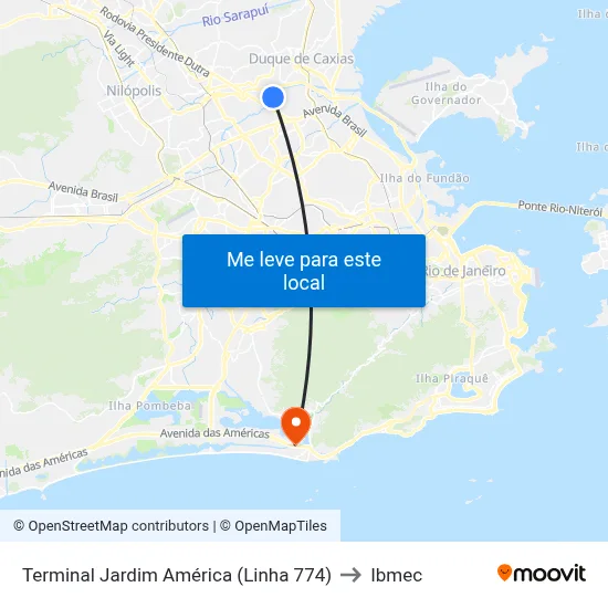 Terminal Jardim América (Linha 774) to Ibmec map
