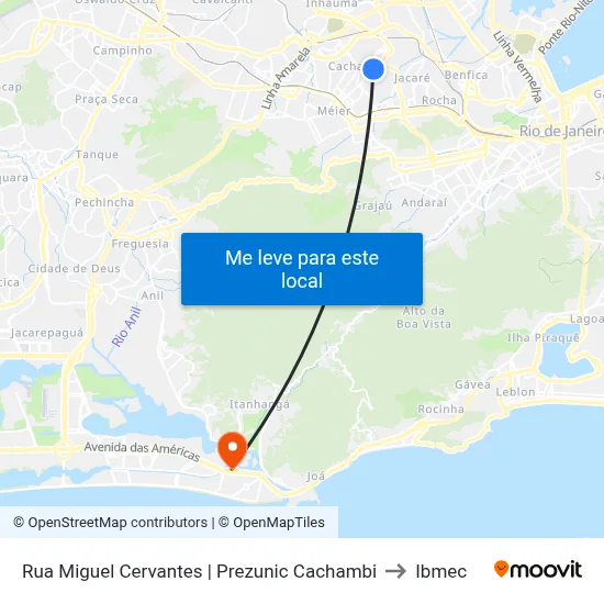 Rua Miguel Cervantes | Prezunic Cachambi to Ibmec map