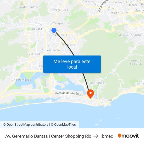Av. Geremário Dantas | Center Shopping Rio to Ibmec map