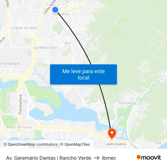 Av. Geremário Dantas | Rancho Verde to Ibmec map