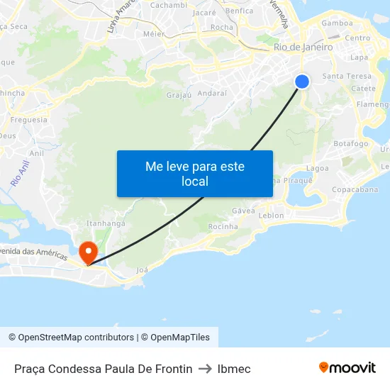Praça Condessa Paula De Frontin to Ibmec map
