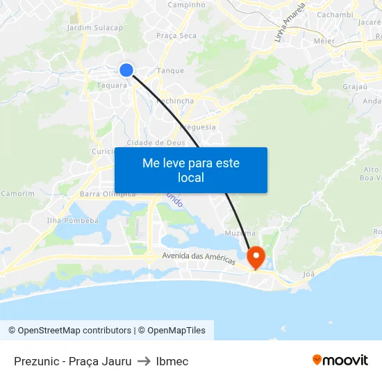 Prezunic - Praça Jauru to Ibmec map