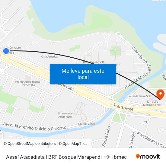 Assaí Atacadista | BRT Bosque Marapendi to Ibmec map