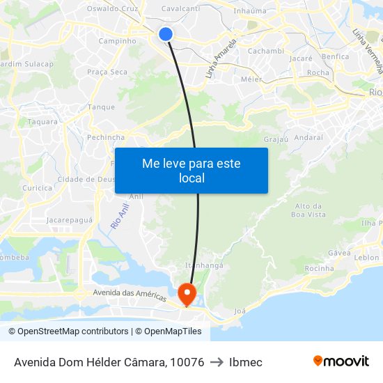 Avenida Dom Hélder Câmara, 10076 to Ibmec map