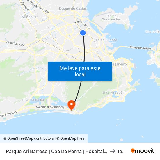 Parque Ari Barroso | Upa Da Penha | Hospital Getúlio Vargas to Ibmec map