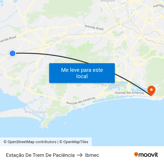 Estação De Trem De Paciência to Ibmec map